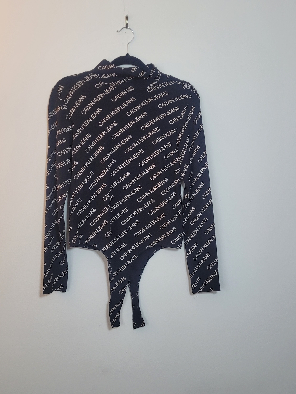 Calvin Klein Women's Black Long Sleeve Mock Neck Bodysuit Size XLarge